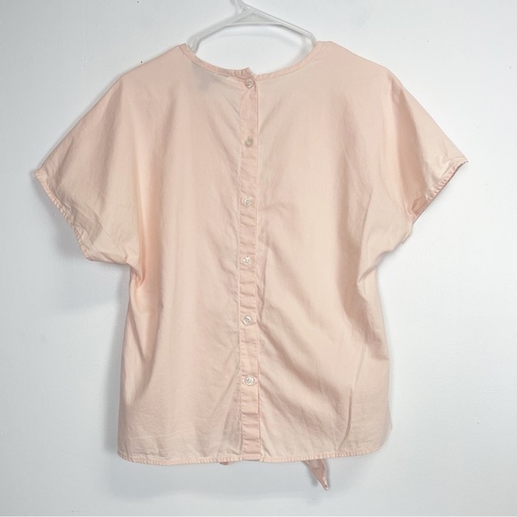 J Crew Shirt Women Small Orange Blouse Short Sleeve Tie Front Oxford Back Button - Picture 2 of 8